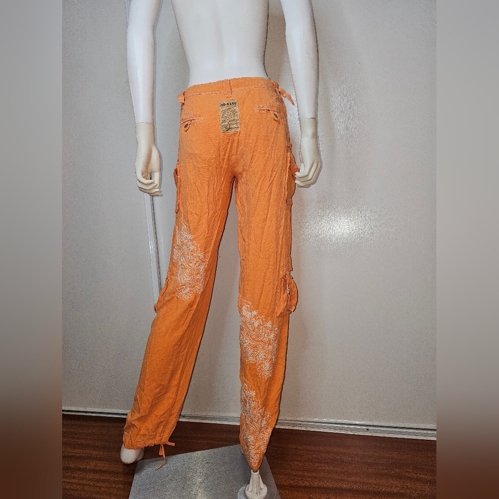 DA-NANG Orange Cargo Pants 100% Silk Size XS - Picture 5 of 16